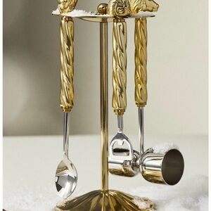 Anthropologie bar tools Gold and Silver Utensil Set with Stand